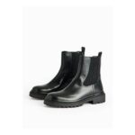 Black Faux Leather Long Length Chelsea Boots