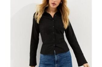 Black Fitted Long Sleeve Shirt