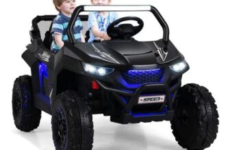 Black Gymax Ride-on UTV 2-Seater Toy Car with Remote Control