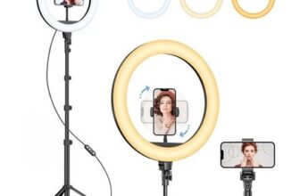 Black VOGREX 12 LED Ring Light with Tripod Phone Mount