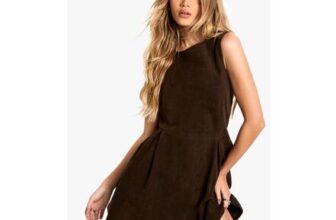 Boohoo Suede Box Pleat Mini Dress