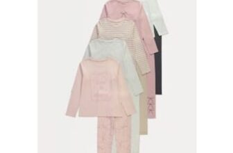 Bow Striped Long Sleeve Top and Leggings (5-Pack)