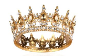 Bridal Tiara with Crystals and Gold Rhinestones