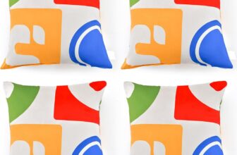 COSTWAY Set of 4 Throw Pillows with Covers, 46x45cm Square Soft Velvet Couch Pillows with Double-Sided Print Pattern, Colorful Decorative Cushions for Sofa, Bed and Car, Machine Washable (Pack of 4)