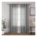 CUCRAF Grey Voile Curtains, Eyelet, 95-Inch Drop, 2 Panels