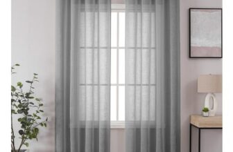 CUCRAF Grey Voile Curtains, Eyelet, 95-Inch Drop, 2 Panels