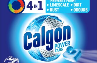 Calgon 4-in-1 Washing Machine Cleaner and Water Softener Tablets, 45 Count Removes Limescale, Residue, Dirt, Rust & Malodours Deep Clean L Pack Size