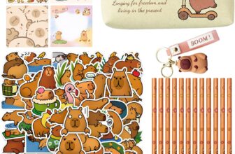 Capybara Stationery Set, 12 Capybara Pencils 60 Stickers 1 Hanging Charm 4 Notepads 1 Pencil Case, Capybara Gifts for Kids, Cute Capybara Stationery