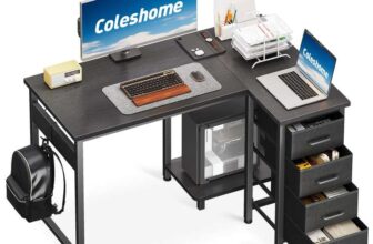 Coleshome Computer Desk with Drawers, 100×70 cm Corner Desk for Home Office, Reversible L Shaped Office Desk – Shipper / Seller hksy