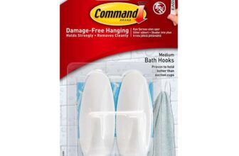 Command Bath Designer Hooks, White, Water Resistant – 2 Medium Hooks and 4 Adhesive Strips £2.92 s&s
