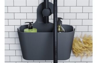 Croydex Grey Shower Caddy No-Drill, Self-Draining, Easy Clean 26x26x8.5 Cm