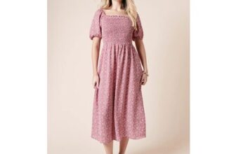 Ditsy Shirred Bodice Midi Dress – Extra 10% off Use Code: EXTRA10