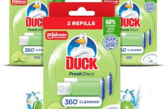 Duck Fresh Discs Toilet Cleaner Refill Twin Pack, Fights Stains That Harbour Germs, Prevents Limescale Build Up, Lime, Pack of 3 (Total of 6 Refill Tubes)