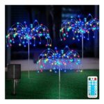 FANSIR Solar Garden Lights, 3-Pack, Remote, 8 Modes, Multicolor