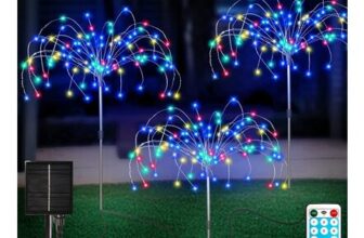 FANSIR Solar Garden Lights, 3-Pack, Remote, 8 Modes, Multicolor