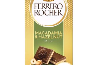 Ferrero Rocher Premium Milk Chocolate Bar with Hazelnut & Macadamia Crunchy Nut Pieces 90g – £1.90 w/S&S