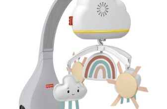 Fisher-Price Rainbow Showers Bassinet Mobile with Sound and Night Light