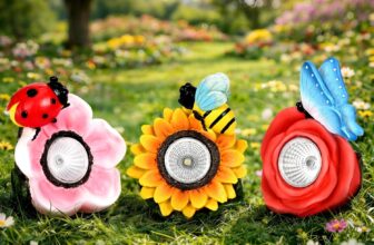 GIGALUMI 3 Flower Set Garden Decor Statue, Colorful Flowers Garden Ornaments Outdoor, Birthday Gifts for Women, Gifts for Mum, Decor for Patio, YardGardening gift