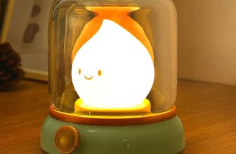 Ghost Campfire Night Light, Small Cute Kerosene Bedside Lamp, 2 Modes Dimmable Warm Night Lamp with Timer, Rechargeable Battery Night Light for Baby Nursing/Kids Sleep Aid/Camping/Party/Room Decor