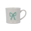 Gisela Graham Mini Mug, Embossed Green Bow, White Stoneware, 200ml