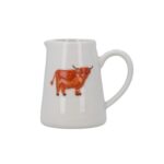 Gisela Graham Mini Serving Jug, Embossed Highland Cow, Stoneware, 100ml