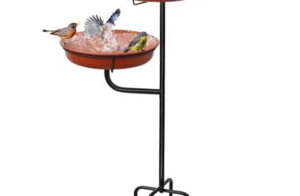 Giyiprpi Freestanding Bird Bath & Feeder Bowl for Gardens with Metal Stake Base