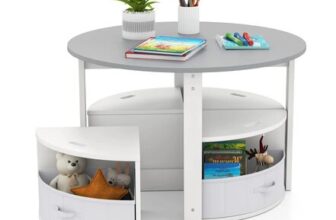 Grey Gymax 5-Piece Nesting Table and Chair Set for Toddlers
