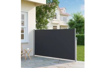 Grey Outdoor Retractable Privacy Side Awning, 3m X 1.6m