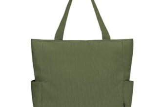 HOMESPON Cordury Tote Bag, Large Shoulder Bag with Zipper Pockets