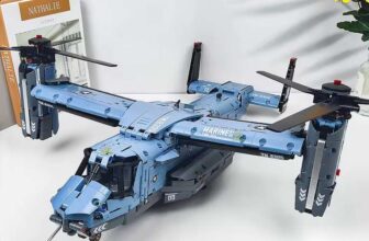 HUIQIBAO MOC 1389PCS V-22 Tiltrotor Aircraft Helicopter Building Block Children Military Airplane model
