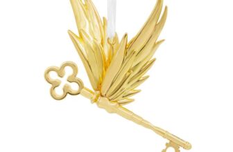 Hallmark Winged Key Premium Metal Ornament, Harry Potter & The Philosophers Stone, Harry Potter Tree Decoration, Christmas Hanging Ornament