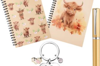 Highland Cow Gifts for Women, 4-Piece Set with Notebook, Birthday Card, Pen, and Accessories, Highland Cow Theme, Elegant Gold and Silver Design, Perfect for Stationery Lovers