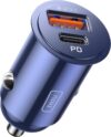 INIU Car Charger, Cigarette Lighter USB Charger Total 60W USB C 30WUSB A 30W 12V USB Socket, PD3.0 Fast Charge Car Phone Charger Metal Adapter for iPhone 16 15 14 13 12 Pro Max iPad Samsung Blue