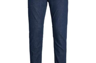 JACK & JONES Mens Slim Fit Jeans with Low Rise Button Fly Denim Pants for Men UK, Blue Denim Colour, Size: 30W / 30L
