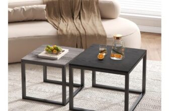 JUISSANO Nesting Coffee Tables Set of 2 Black and Grey