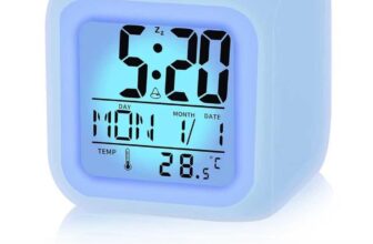 Kids Alarm Clock, 7 Color Digital Wake Up Clocks LED Night Light Clock with Date Calendar Temperature for Students Boys Girls