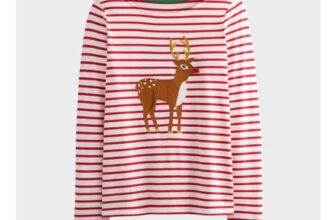Kids Red Stripe Reindeer Top