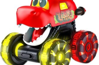 Kids Toy Cars for 1 2 3 Years Old Monsters Truck Toys Dinosaur Cars for Toddlers Dinosaurs Pull Back Car Toy Dinosaur Trucks for Kids Light-Up Car Birthday Gift for Boys Girls Children – Red