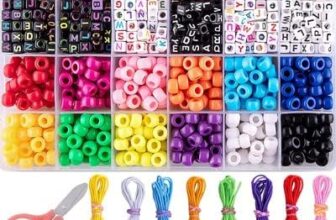 Kikuo 960 Pcs Beads Bracelets String Kit Acrylic Alphabet Cube Letter Beads DIY Necklace with 8 Rolls Colorful Strings 1 Pcs Tweezers and 1 Pair Scissors for Jewelry Making
