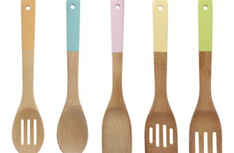 Kitchen Utensil Set, Pastel Handles, Bamboo, 5 Piece