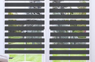 Kokorona Day and Night Blinds Zebra Roller Blinds for Windows, Dual Layer Fabric Zebra Blinds for Doors, Light Filtering Privacy Day Night Blinds, 95cm Wide x 230cm Drop, Dark Grey