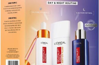 LOreal Paris Dermatologist Favourites Giftset, Three Dermatologist Validated Products 12% Pure Vitamic C Serum SPF 50 Anti-UV Fluid 0.2% Pure Retinol Night Serum Complete Day & Night Routine