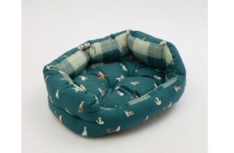 Laura Ashley Multicolour Dog Park Pattern Dog Bed 76x60cm