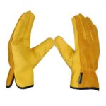 Leather Working Gloves Thorn-Proof, Heavy Duty, Breathable, Size L