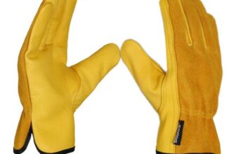 Leather Working Gloves Thorn-Proof, Heavy Duty, Breathable, Size L