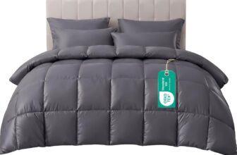 Linens World Grey Double Coverless Duvet 15 Tog (200x200cm) Soft OEKO-TEX Certified Winter Quilt, Extra Warm Box Stitched Comforter, Corner Tabs, Hypoallergenic, Machine Washable UK Bedding