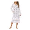 Lovasy Cotton Nightdress for Women, Long Sleeve, Lilac Butterfly, XXL