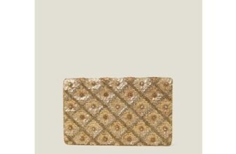 Metallic Embellished Clutch Bag Gold
