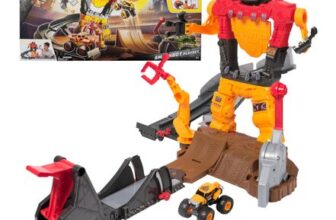 Monster Jam SmashBot Playset with Launcher and Exclusive 1:64 Truck