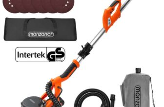Monzana Drywall sander MZTS001 ( Vacuum with Suction Hose / Extendable Handle / 360 Degree LED Light Ring )